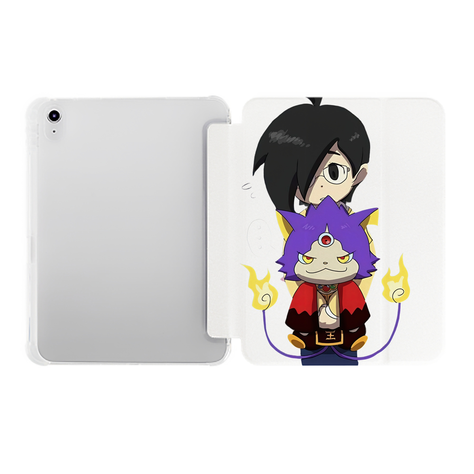 （画像用） 妖怪ウォッチ Yo-kai Watch IPad ケース ペン収納付き 三つ折りスタンド PUレザー×シリコン 対応機種9.5/10.5/10.9インチ